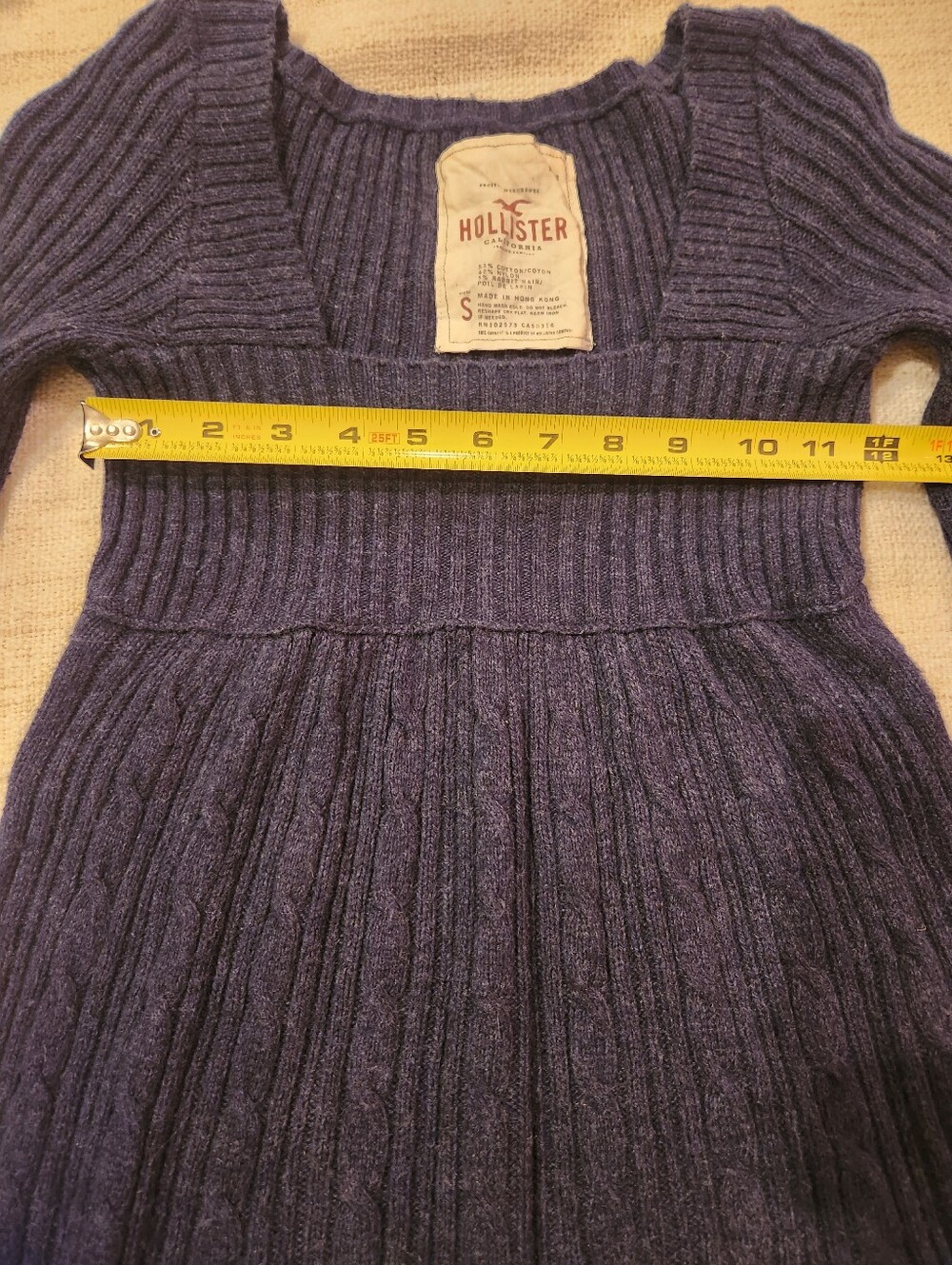 Hollister Navy Ribbed Babydoll Peplum Soft Knit Sweater - Picture 5 of 6